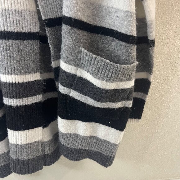 Time and True TM Oversized Striped Cardigan Sweater Open Front Longline Knit - Picture 5 of 16
